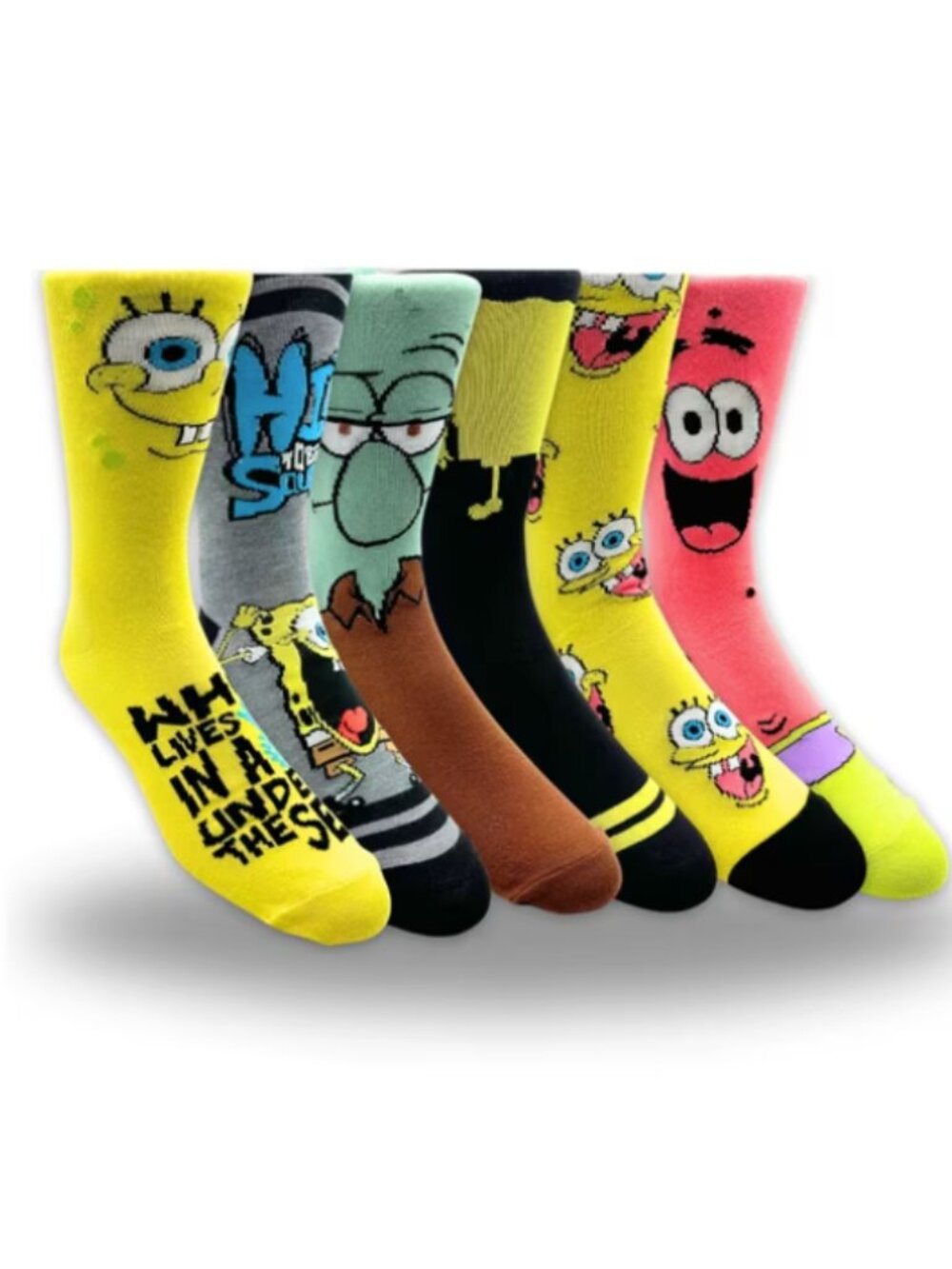 SpongeBob SquarePants Men's Casual Crew Socks, 6-Pack, Size 8-12